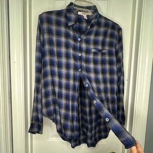 Blue and Black High Low Flannel | Forever 21 | Size XS